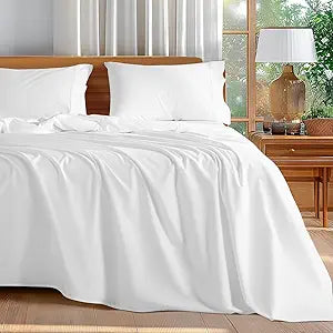 Luxury Cotton King Size Bed Sheet Set – White